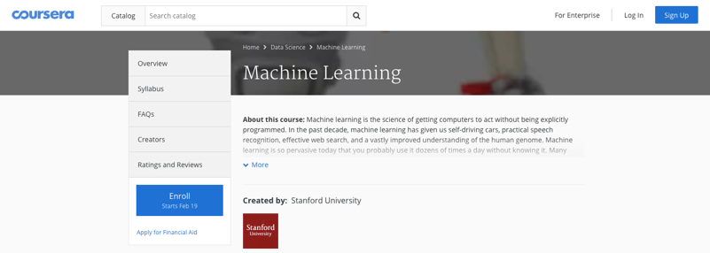 machine learning course